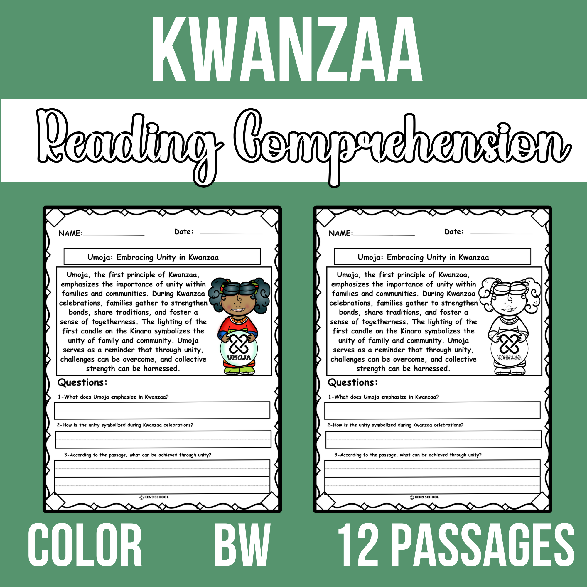 Kwanzaa Principles Reading Comprehension Passage And Questions Made By Teachers