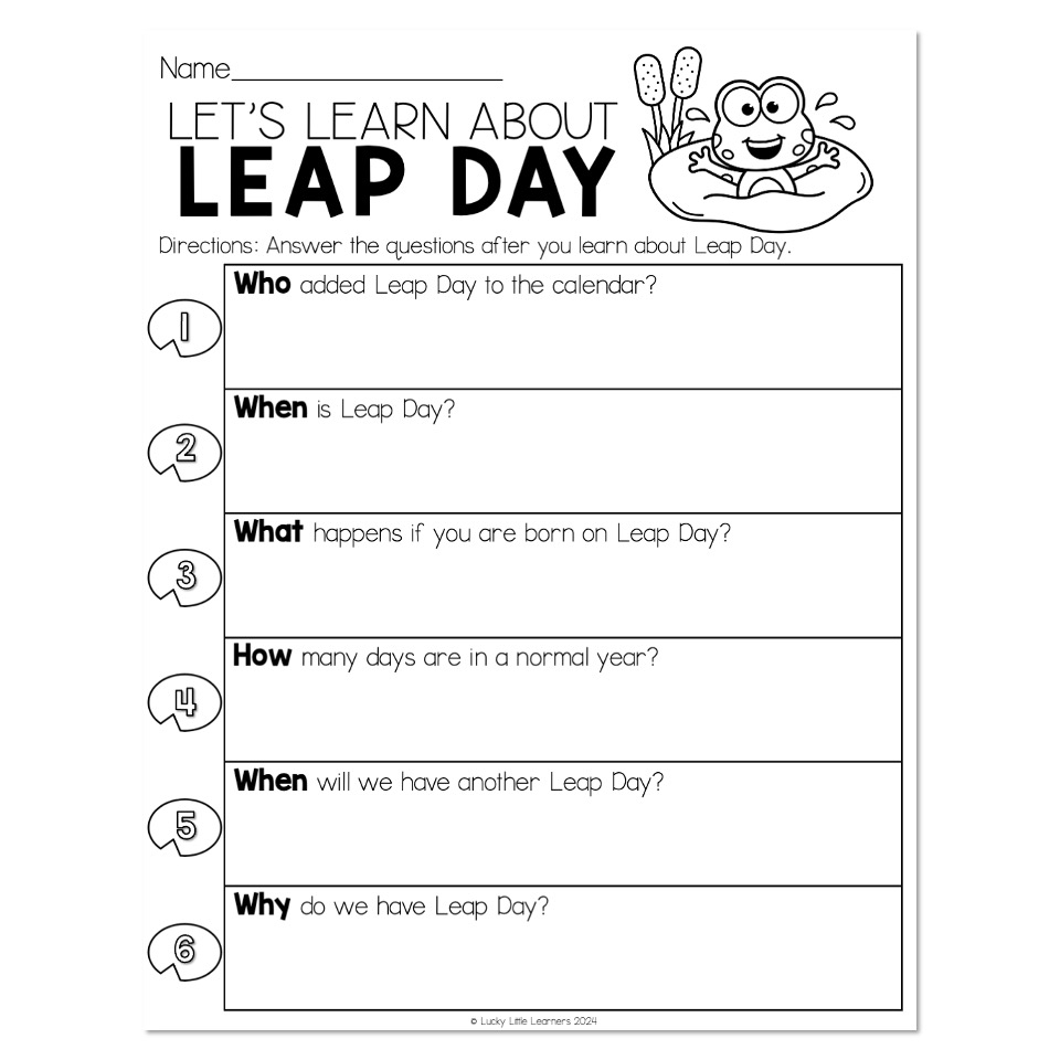 Leap Year Leap Day Lets Learn About Leap Day Worksheets Library