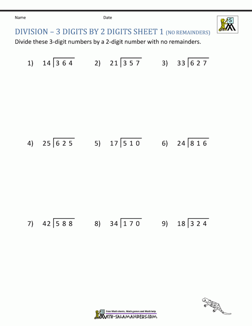 Long Division Worksheets For 5th Grade