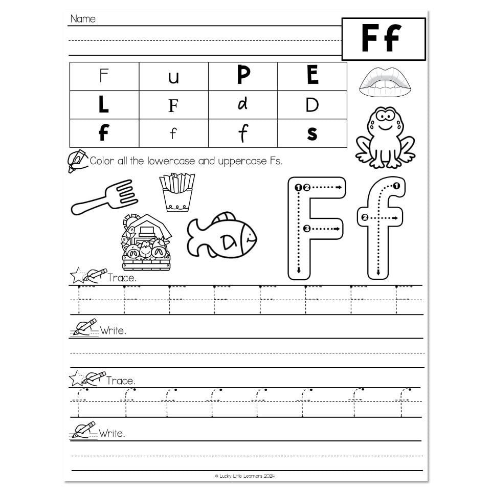 Lucky To Learn Phonics Alphabet Letter F Worksheet Lucky Little Learners