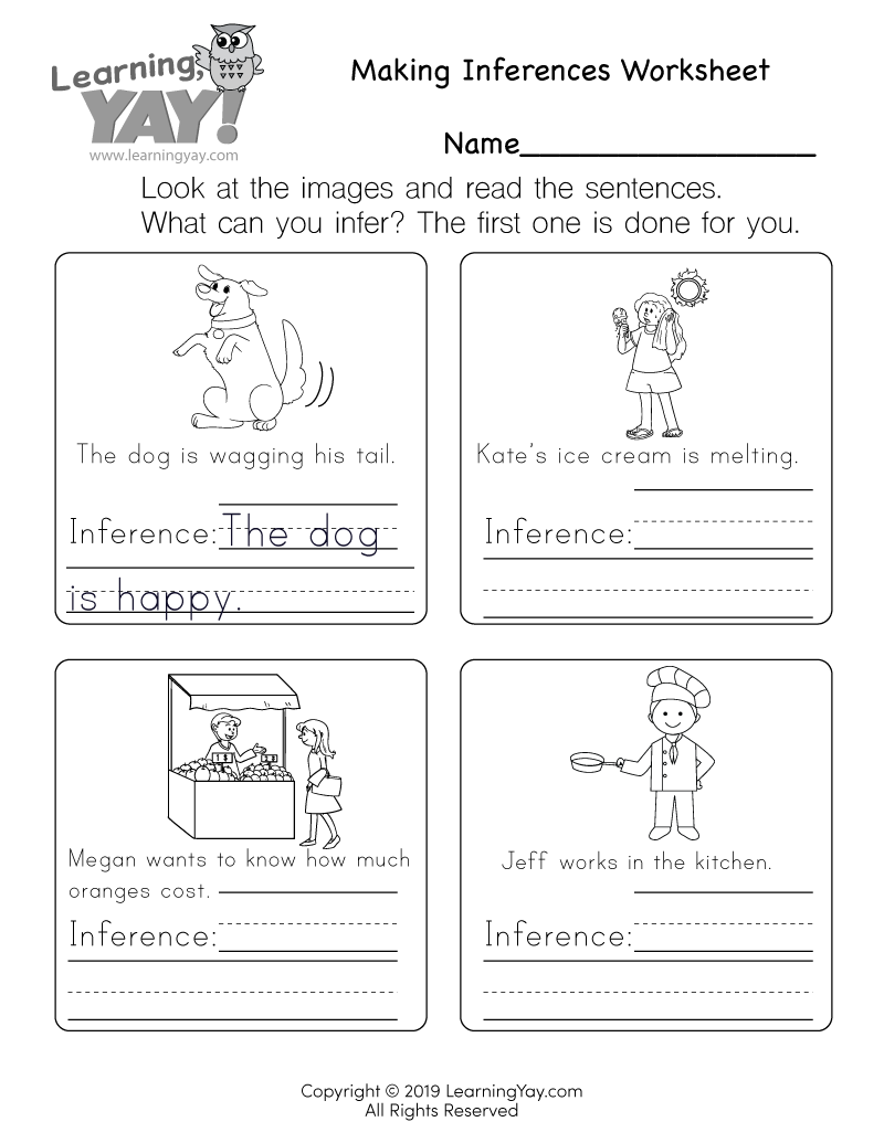 Making Inferences Worksheet For 1st Grade Free Printable