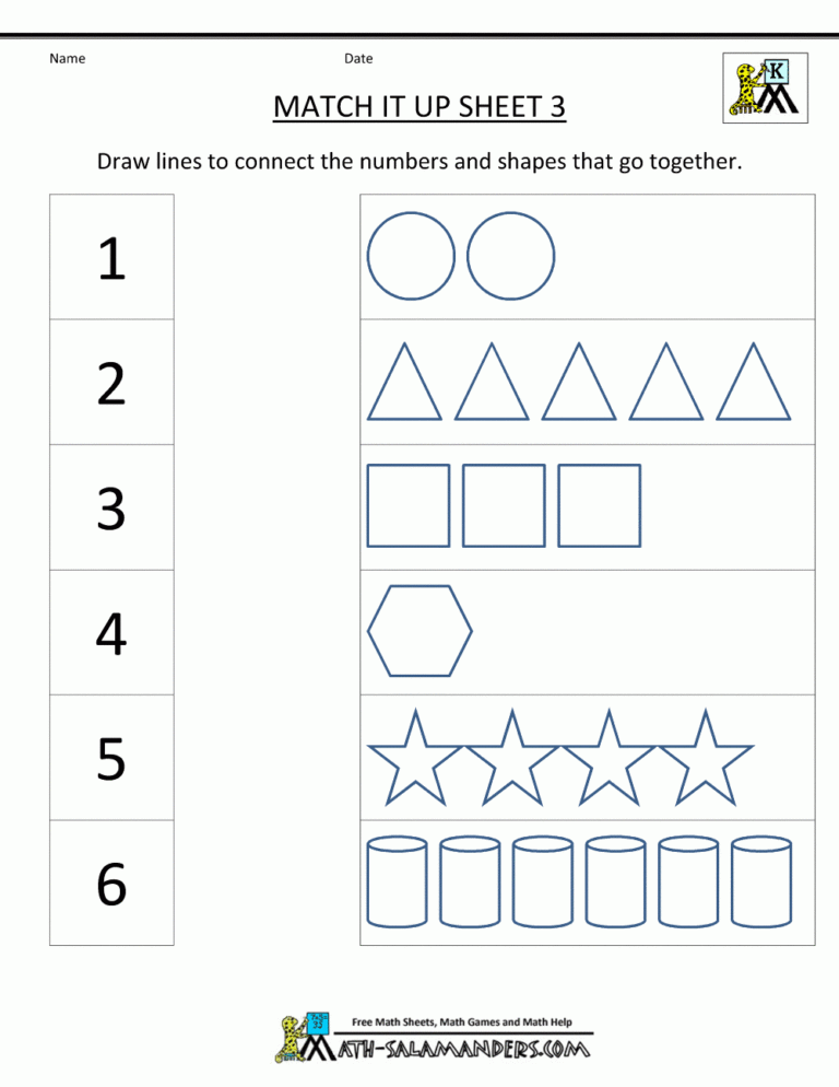Math Worksheets Kindergarten