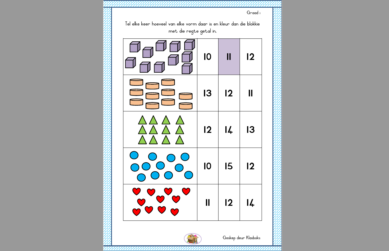 Math Worksheet Grade 1