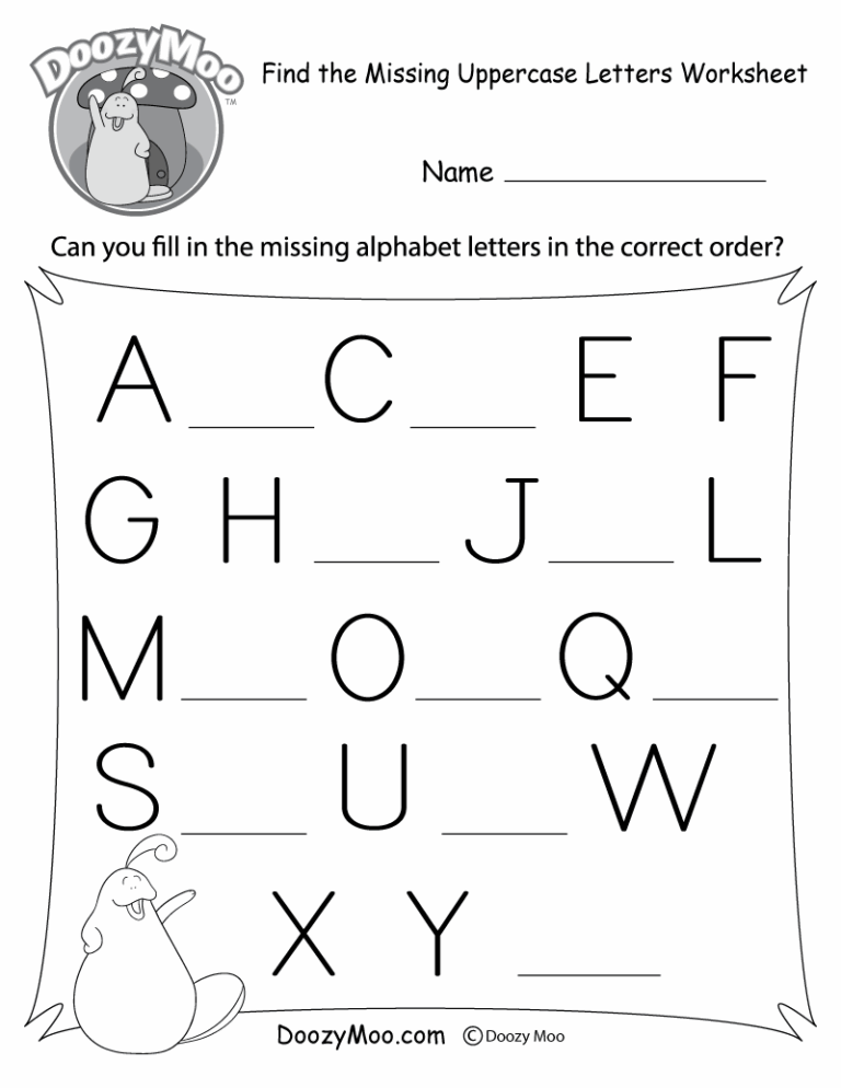 Missing Letter Worksheets Free Printables Doozy Moo