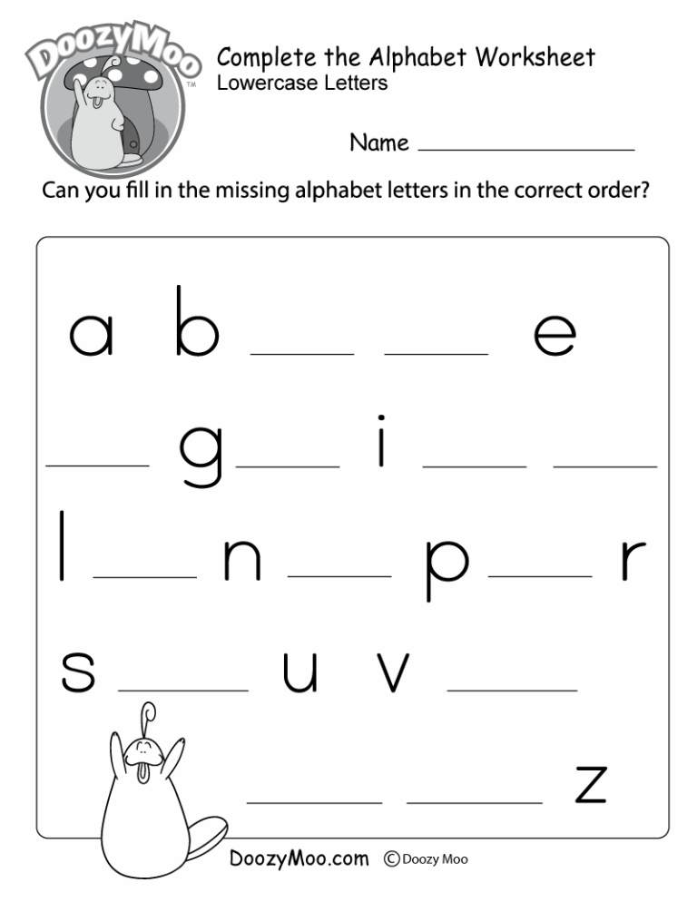 Missing Letter Worksheets Free Printables Doozy Moo