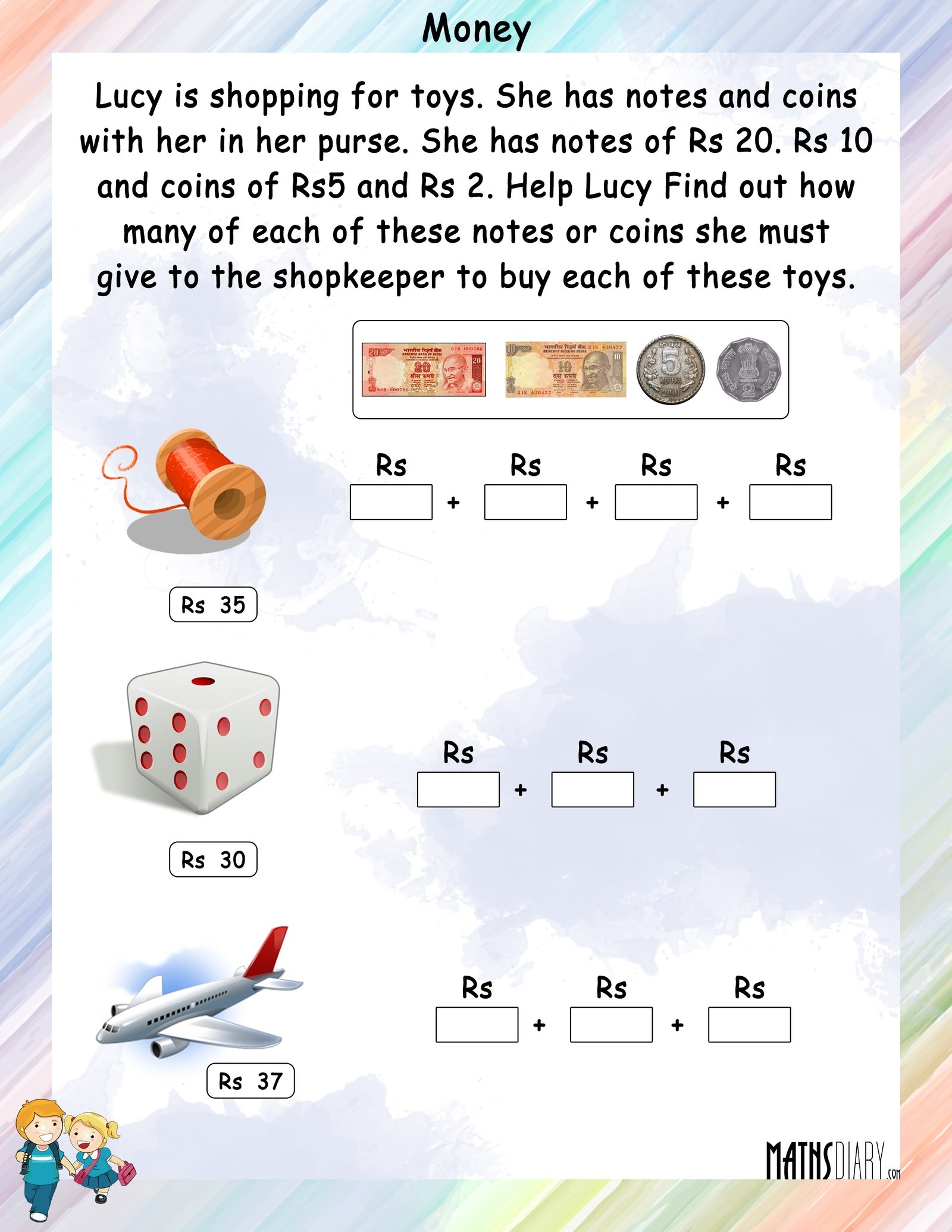 Money Math Worksheets MathsDiary Money Math Worksheets MathsDiary