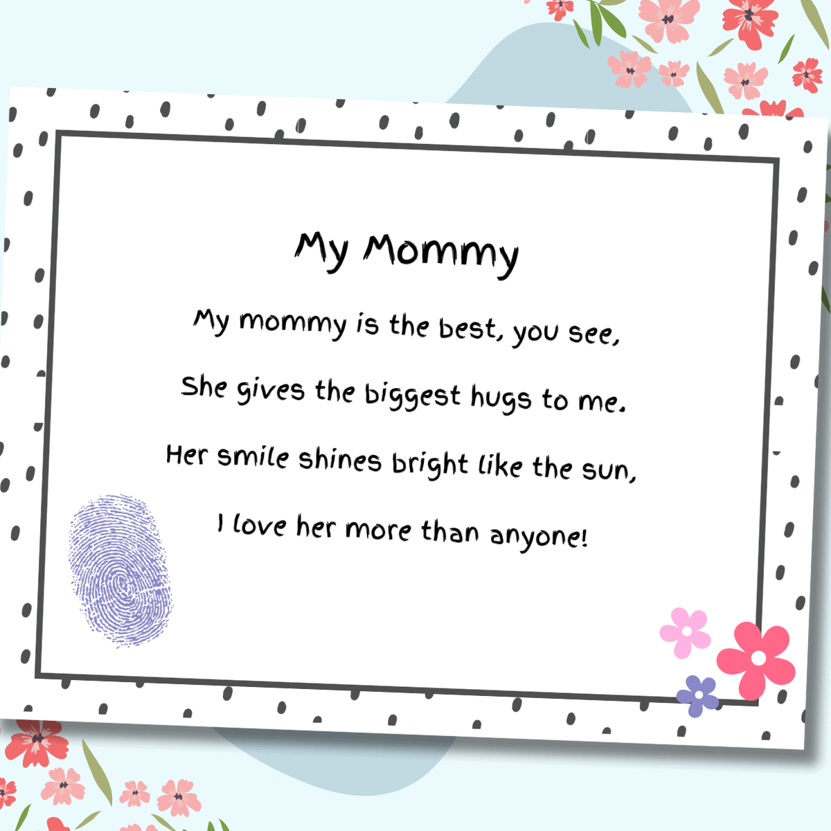 Mothers Day Preschool Printable Mom Poem