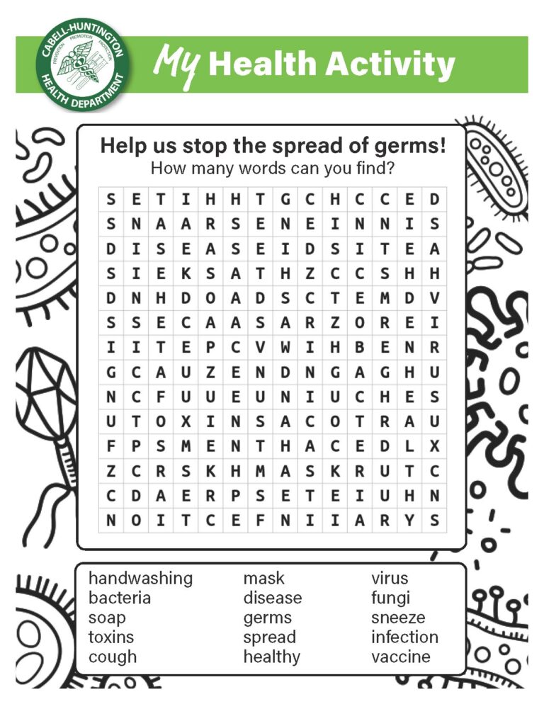 My Health Activity Sheets For Children Cabell Huntington Health 