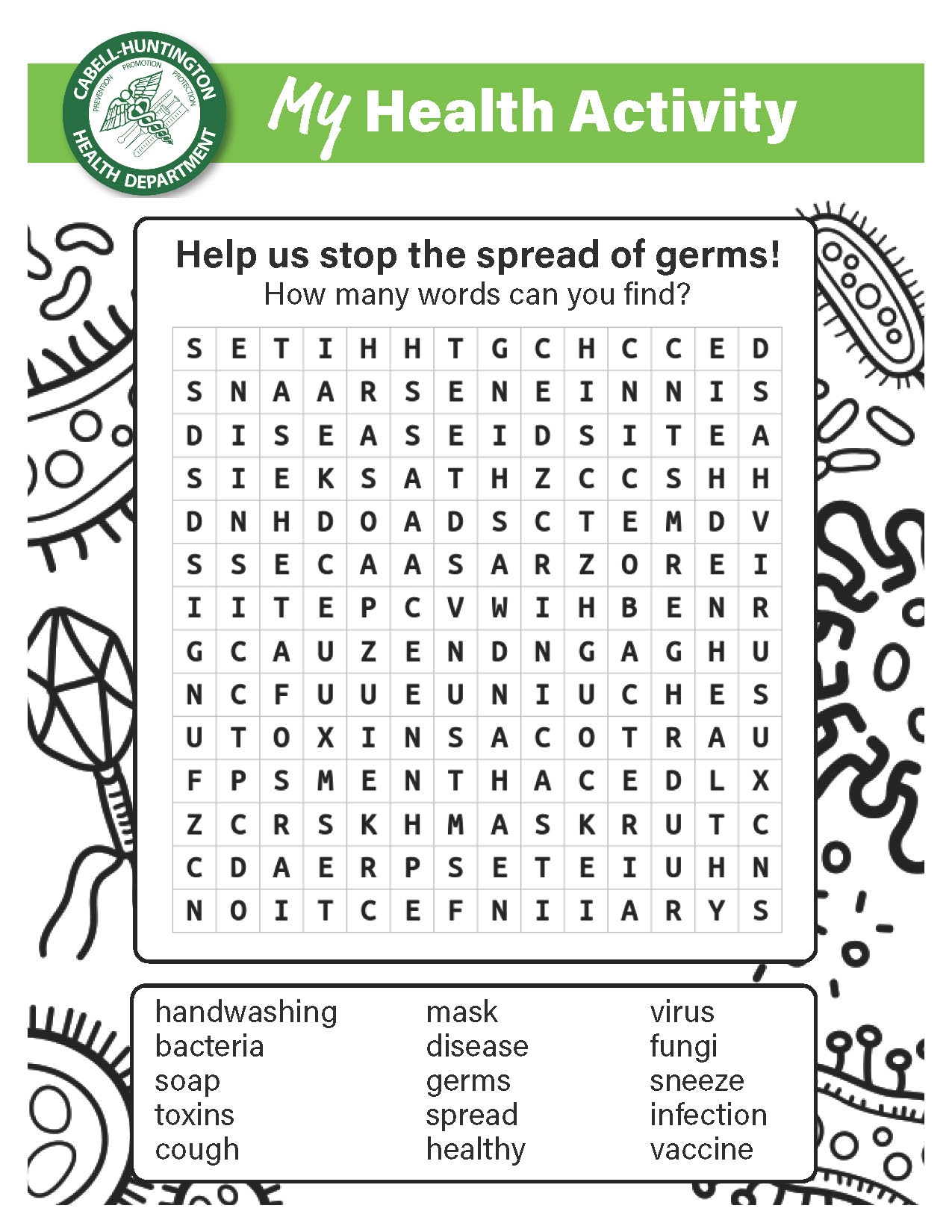 My Health Activity Sheets For Children Cabell Huntington Health My Health Activity Sheets For Children Cabell Huntington Health