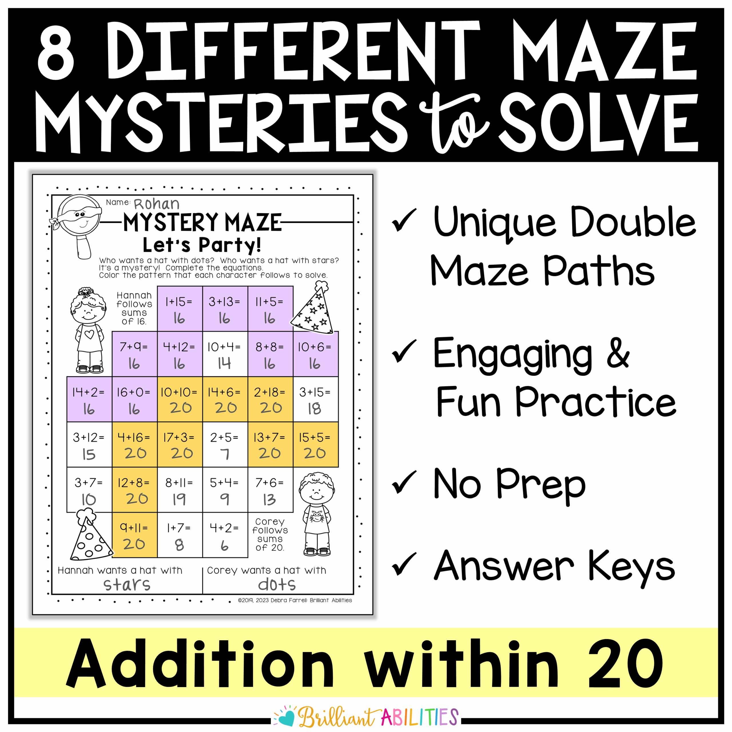 Mystery Math Mazes Addition Within 20 Math Fact Fluency Practice Worksheets NO PREP Made By Teachers Mystery Math Mazes Addition Within 20 Math Fact Fluency Practice Worksheets NO PREP Made By Teachers