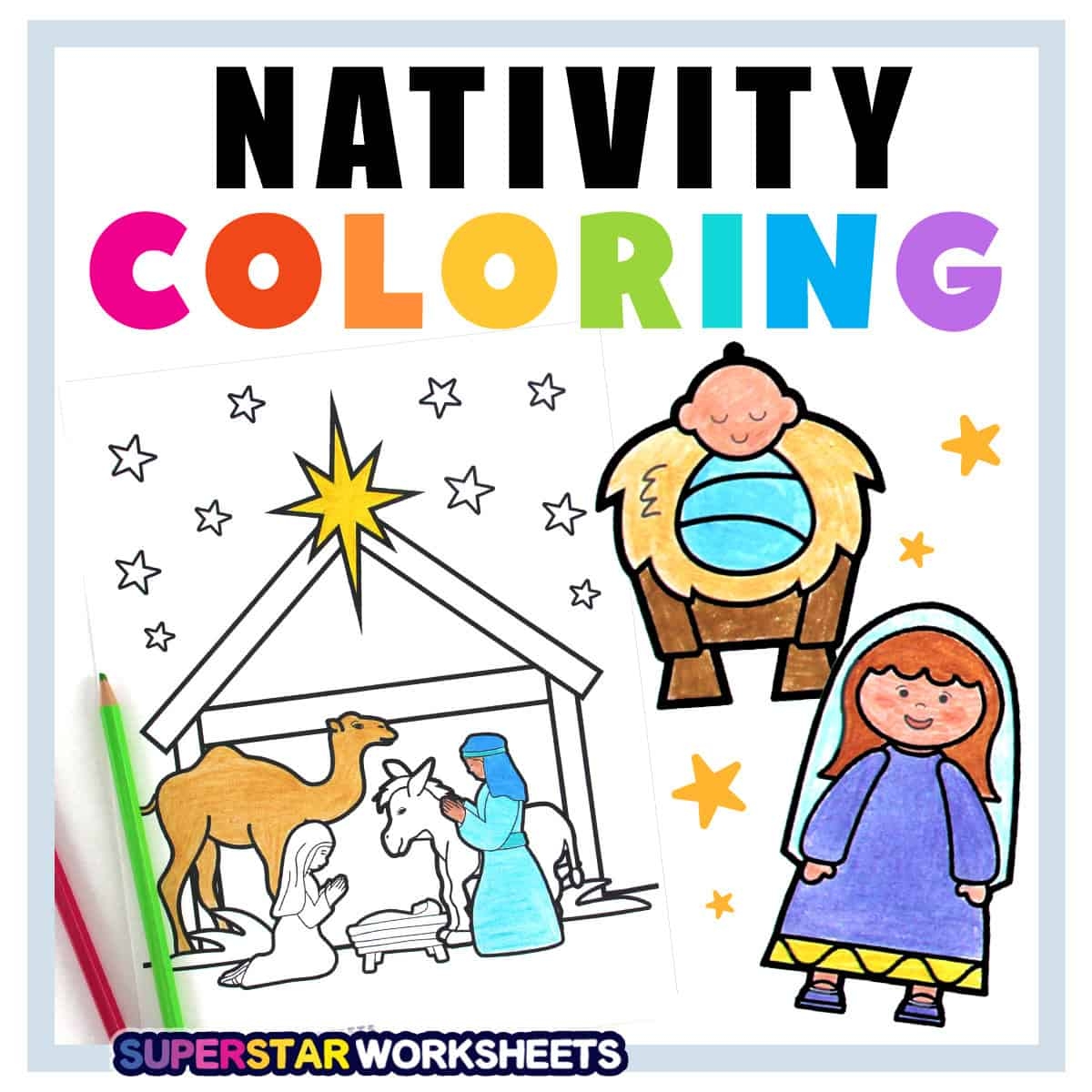Nativity Coloring Pages Free Printables Superstar Worksheets