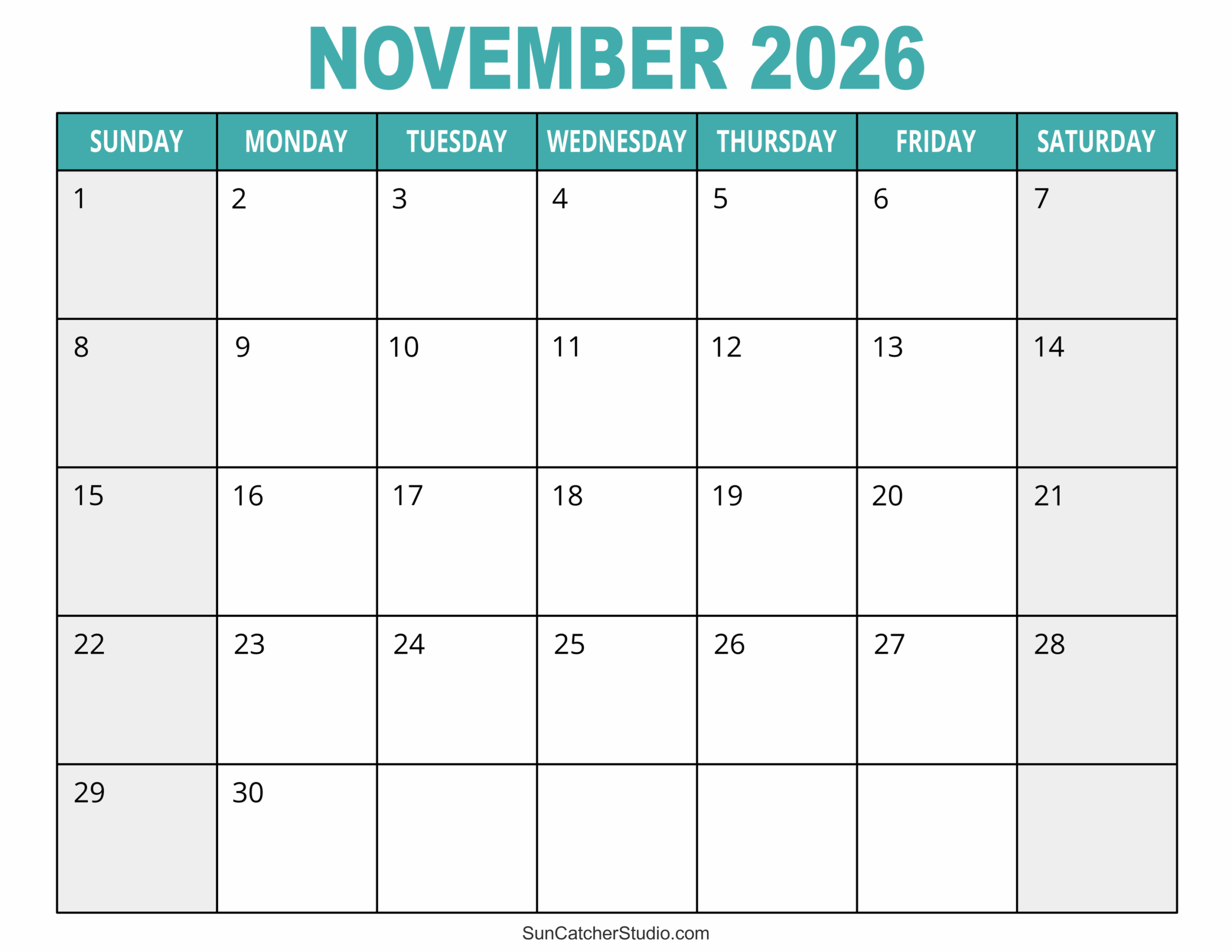 November 2026 Calendar Free Printable Free Printables 