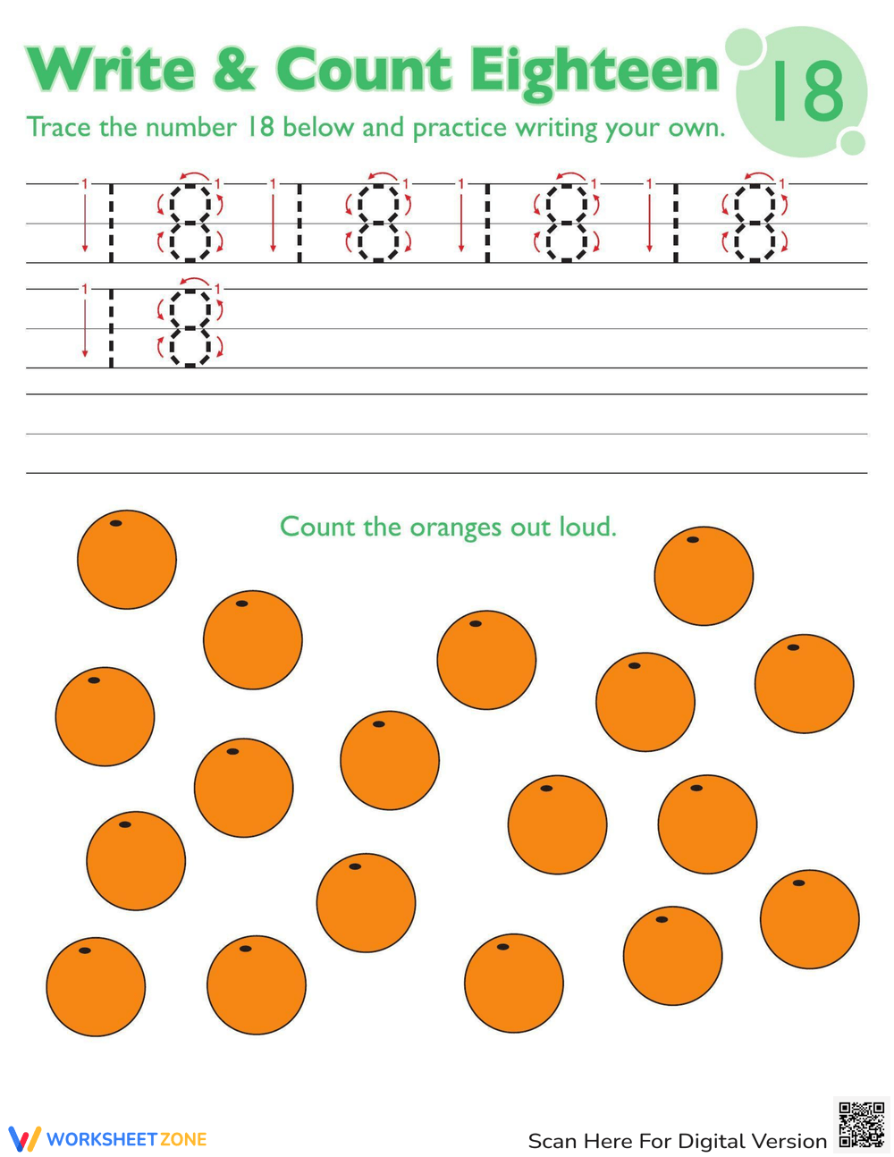 Number 18 Worksheets Free Printable