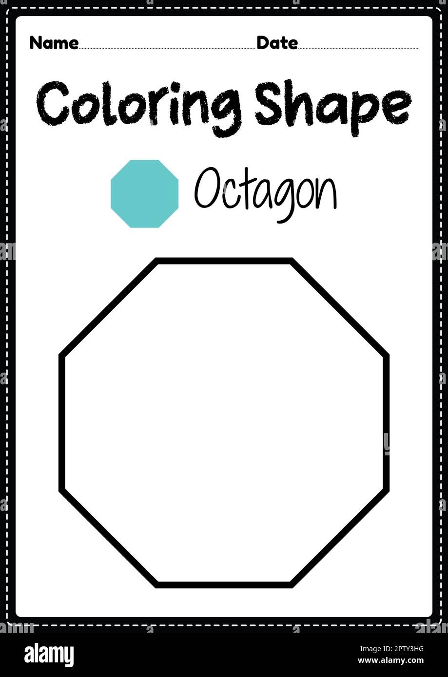 Octagon Coloring Page For Preschool Kindergarten U0026 Montessori Kids To Practice Visual Art Drawing And Coloring Activities To Develop Creativity Focu Stock Photo Alamy