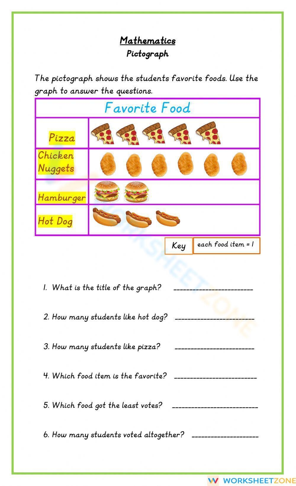 Free Printable Pictograph Worksheets For Kindergarten