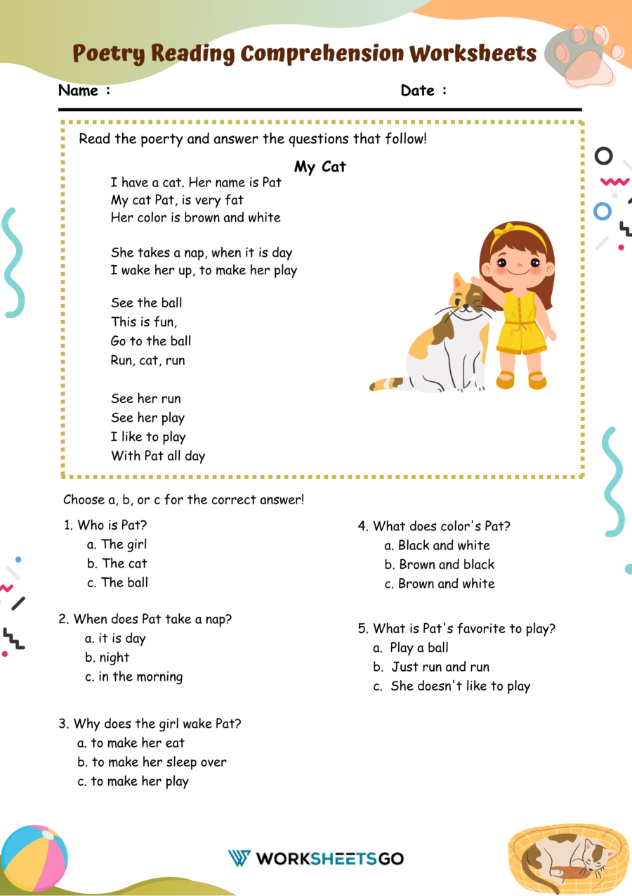 Free Poetry Worksheets For Kindergarten