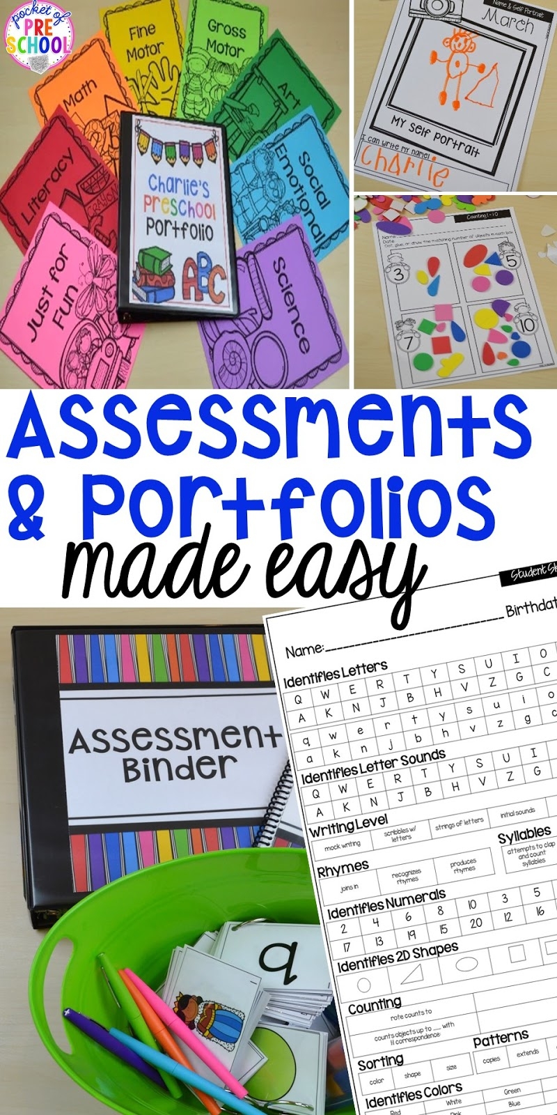 Portfolios And Assessments For Preschool Pre K And Kindergarten Pocket Of Preschool