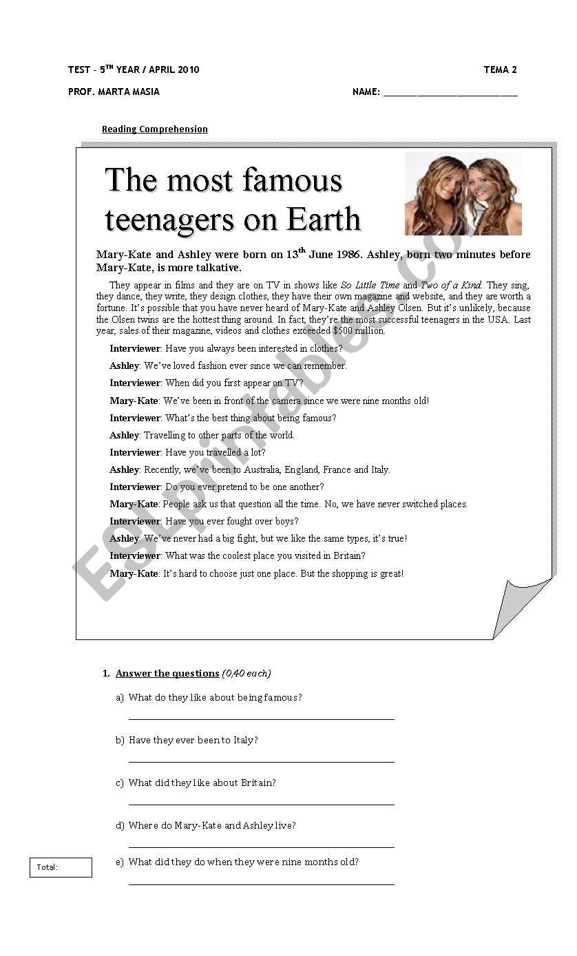 Esl Pre Intermediate Reading Comprehension Worksheets