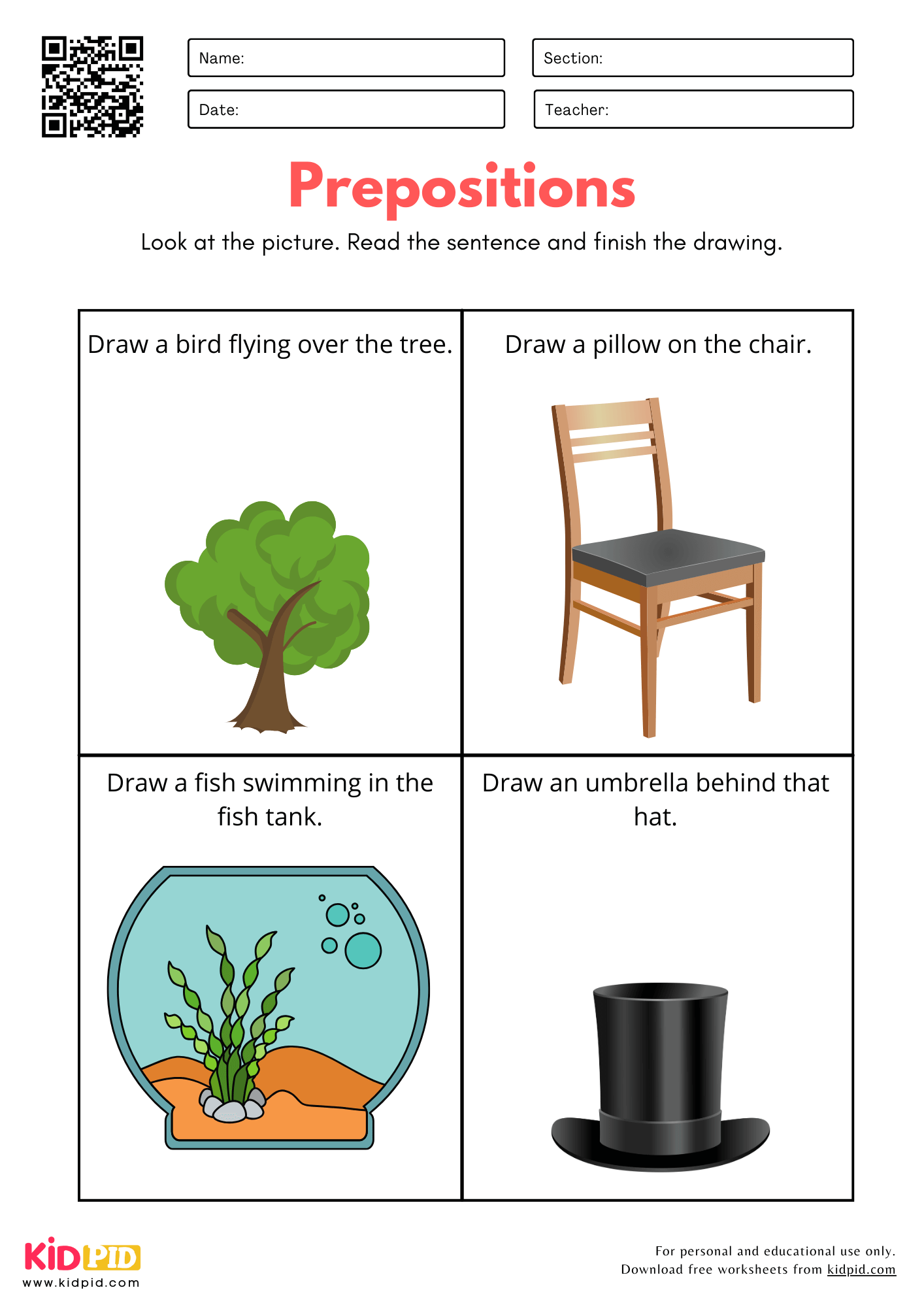 Free Preposition Printable Worksheets