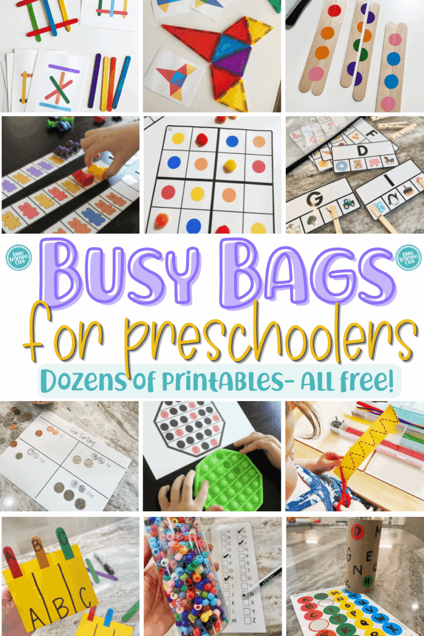 Preschool Busy Bags So Many Ideas And Free Printable In One Post Little Learning Club
