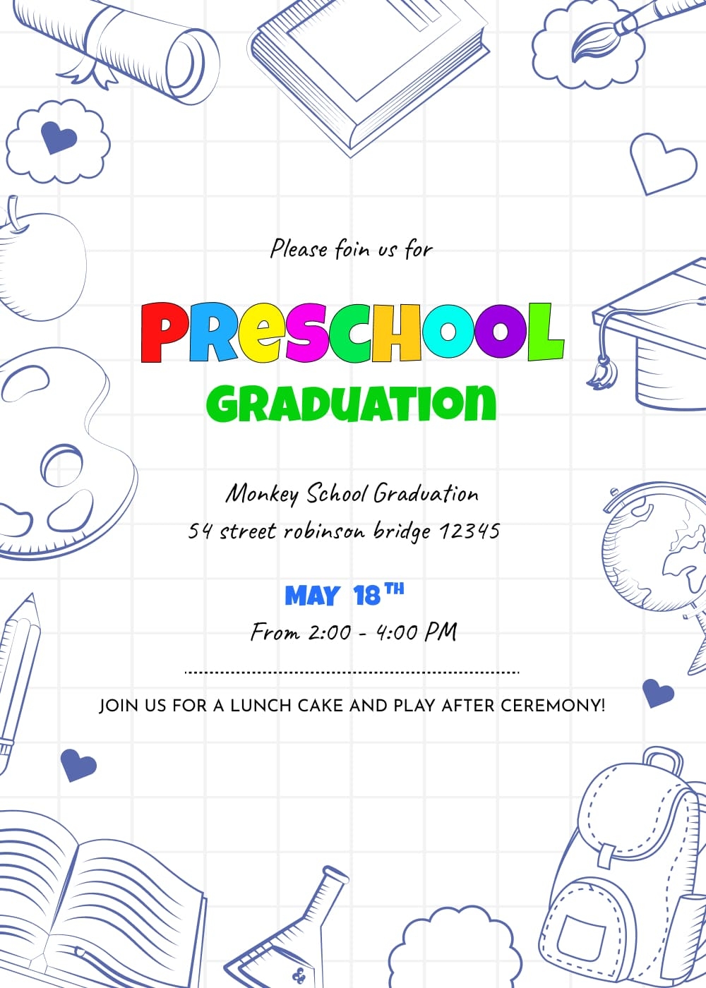 Preschool Graduation Bayliner Invite New