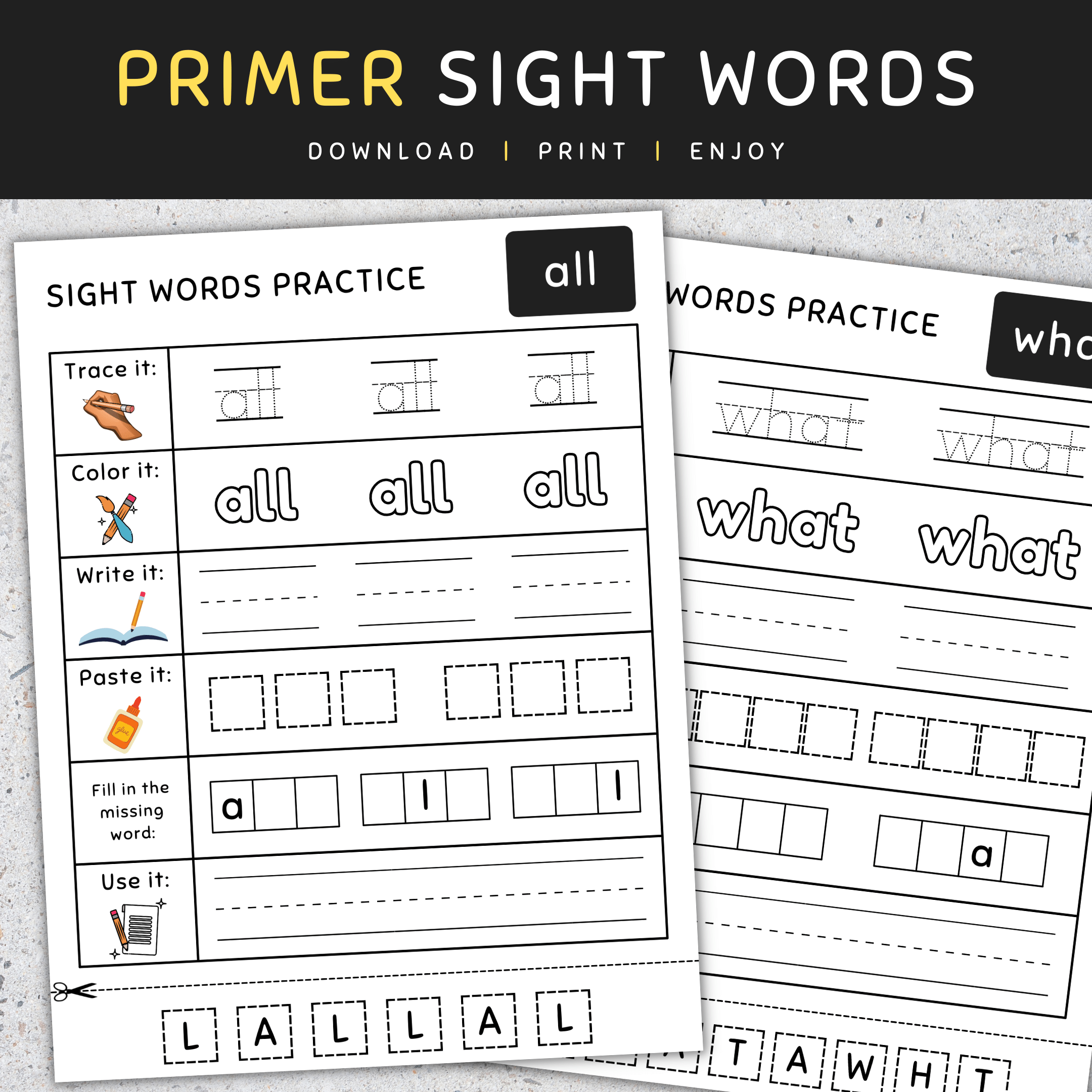 Primer Sight Words Kindergarten Sight Words Worksheets SET 2 Made By Teachers Primer Sight Words Kindergarten Sight Words Worksheets SET 2 Made By Teachers