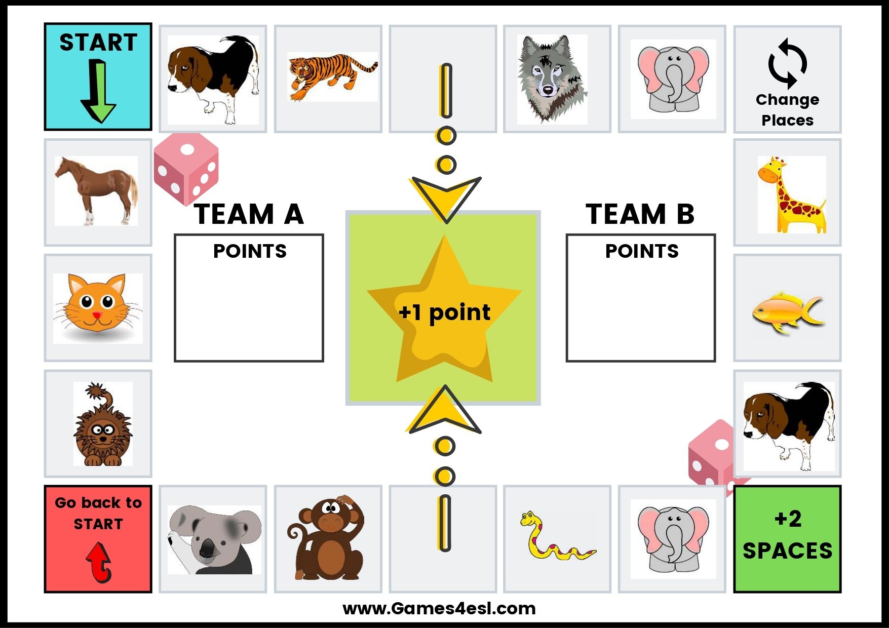 Printable Animal Board Games Games4esl Printable Animal Board Games Games4esl