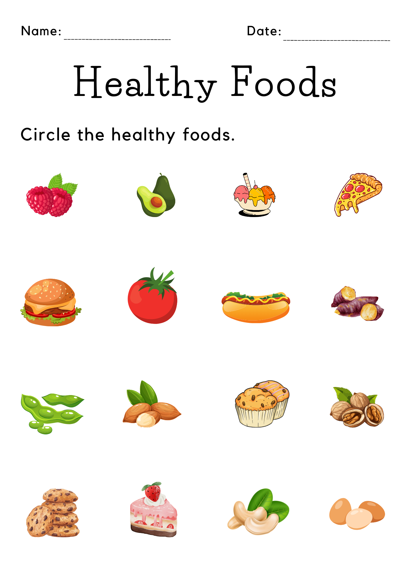 Printable Choosing Healthy Foods Worksheet For Kindergarten Made By Teachers