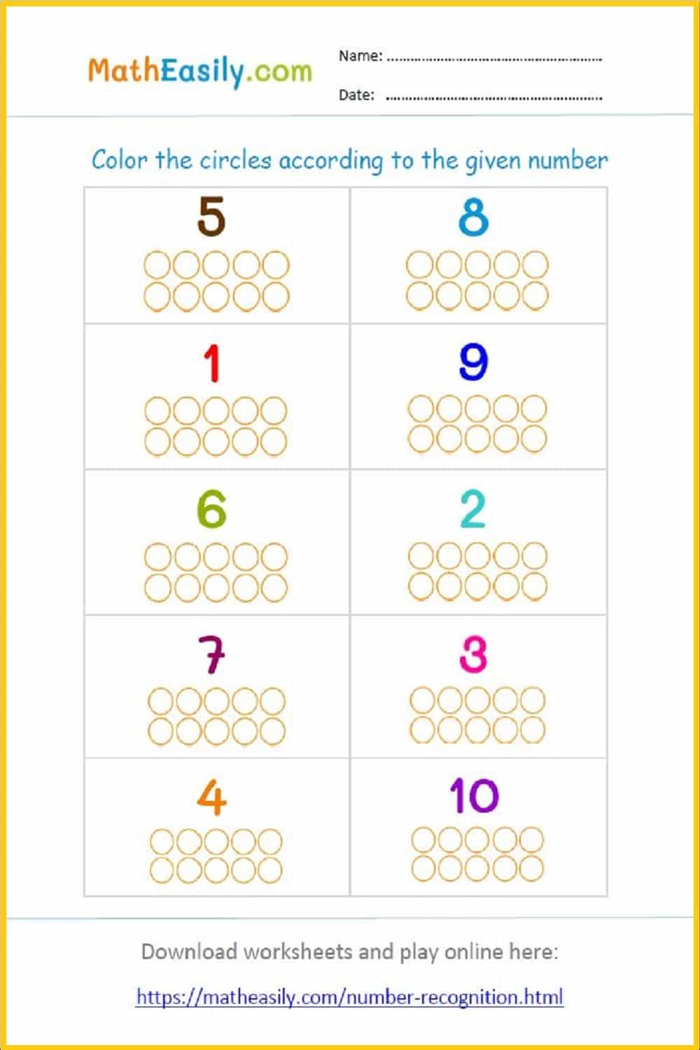 Printable Kindergarten Math Worksheets PDF Free Download