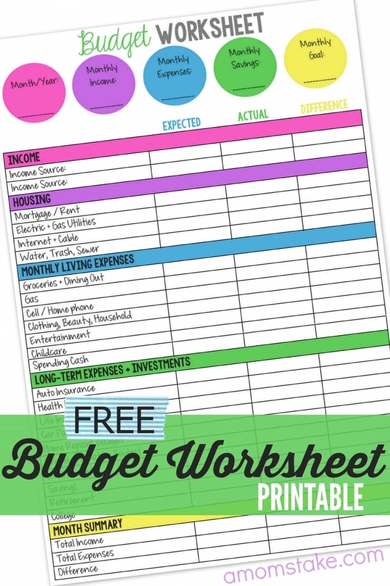 Free Printable Budget Worksheets For Students Free Printable Budget Worksheets For Students