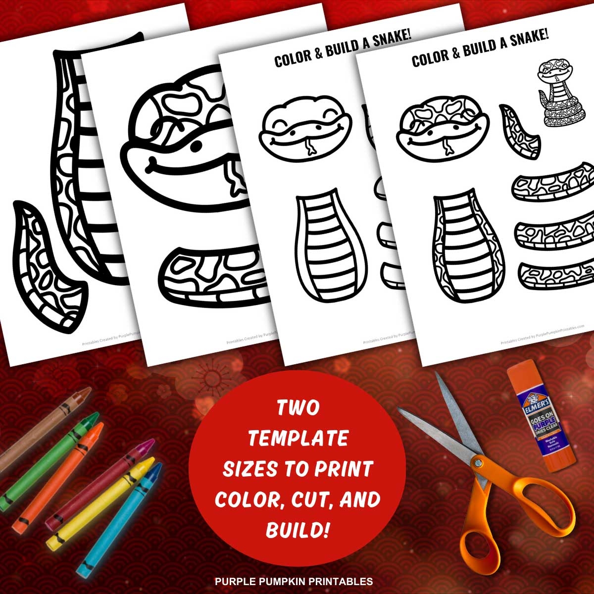 Printable Snake Paper Craft To Color U0026 Build For Chinese New Year 
