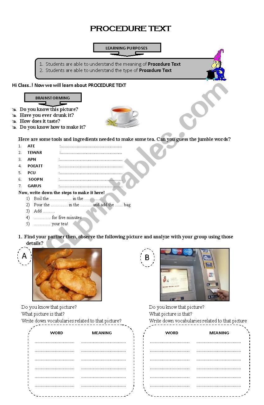 Procedural Text Reading Comprehension Worksheets