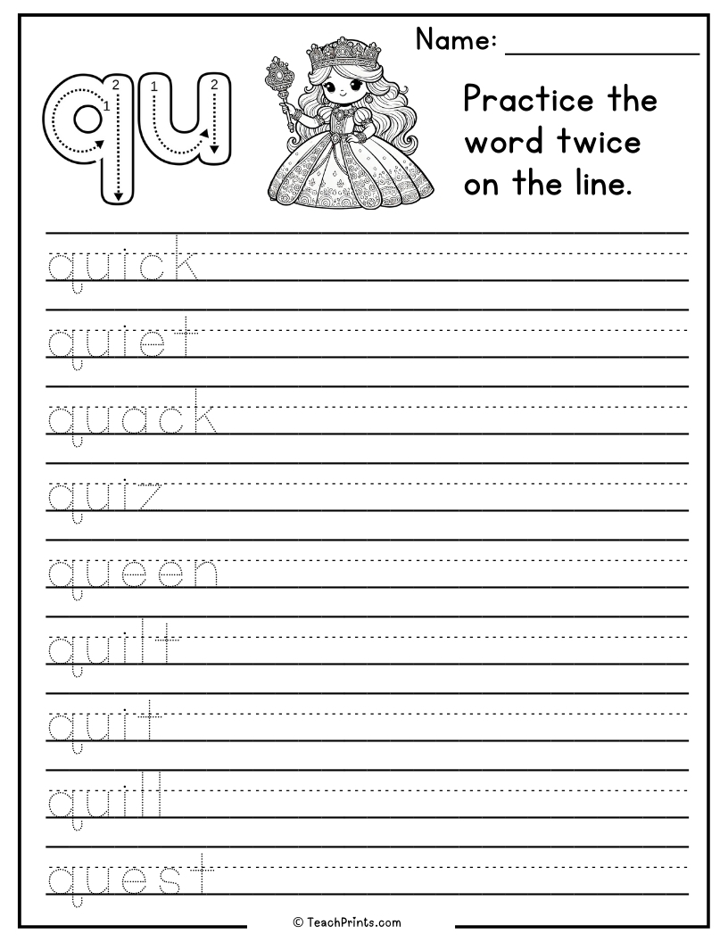 Qu Worksheets Kindergarten Free