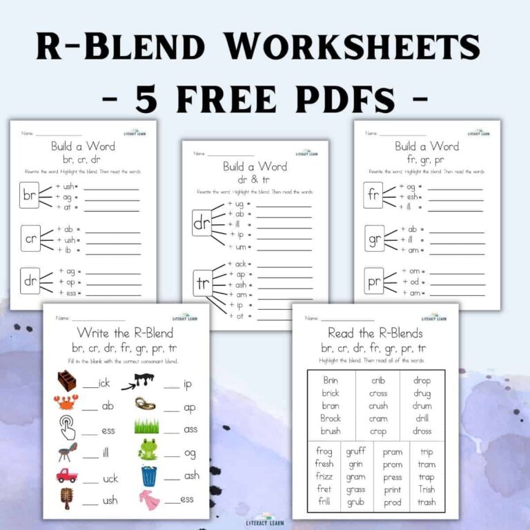 R Blends Words And Worksheets 5 Free Printables Literacy Learn