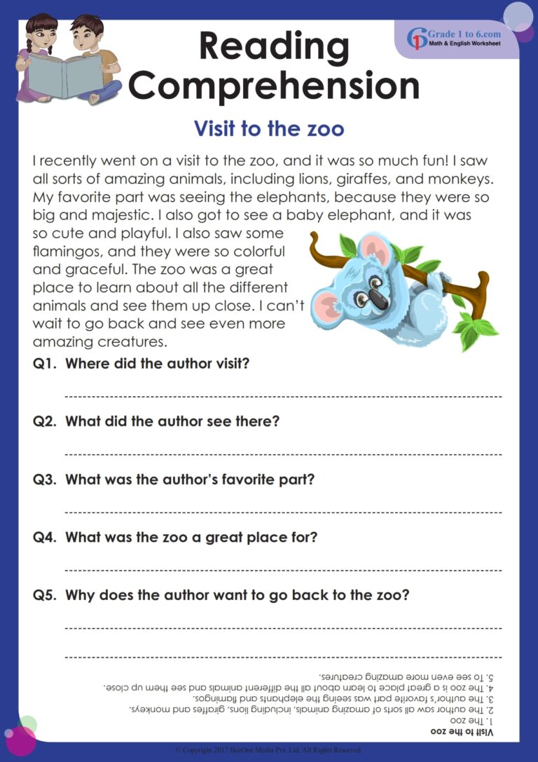Reading Comprehension Workbook For KS1 Grade 1 Teaching Resources Worksheets Library