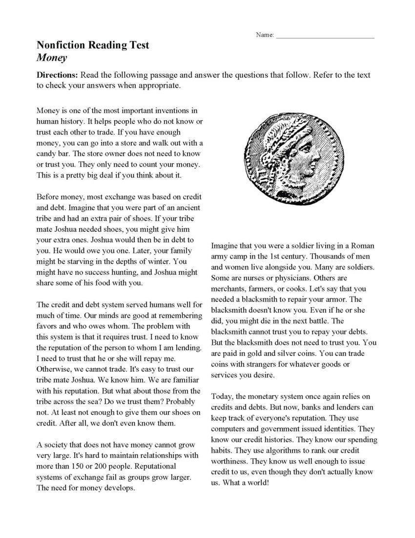 Reading Comprehension Worksheets Online Or Printable
