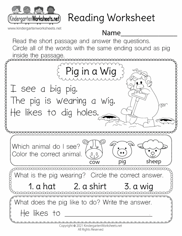 Reading Worksheet For Kids Free Printable Digital U0026 PDF
