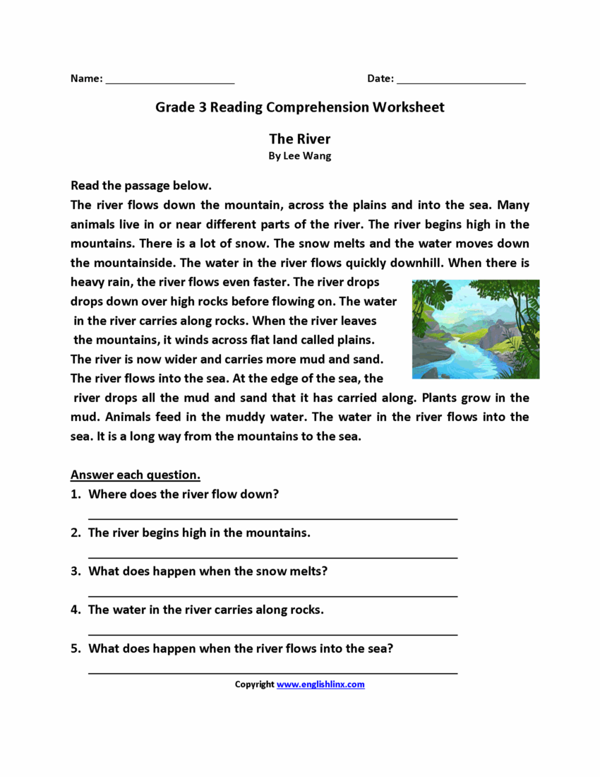Reading Worksheets Third Grade Reading Worksheets