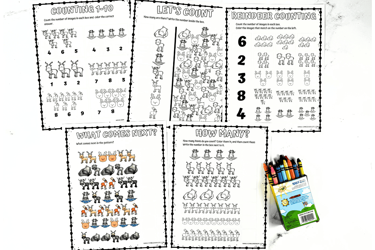 Reindeer Math Worksheets Kindergarten