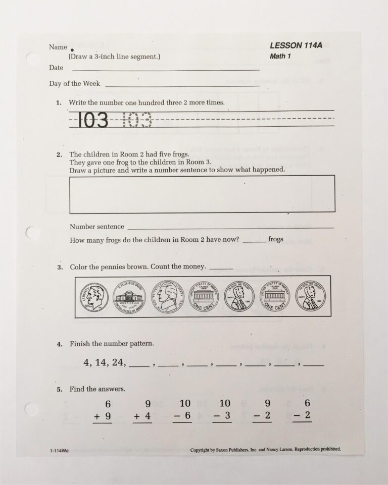 REVIEW Saxon Math Grade 1 Curriculum Wildly Anchored Faith Worksheets Library