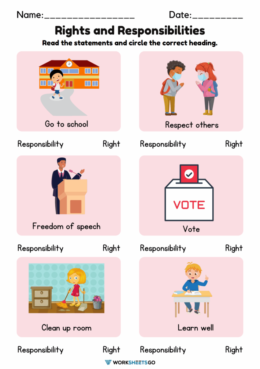 Rights And Responsibilities Worksheets WorksheetsGO