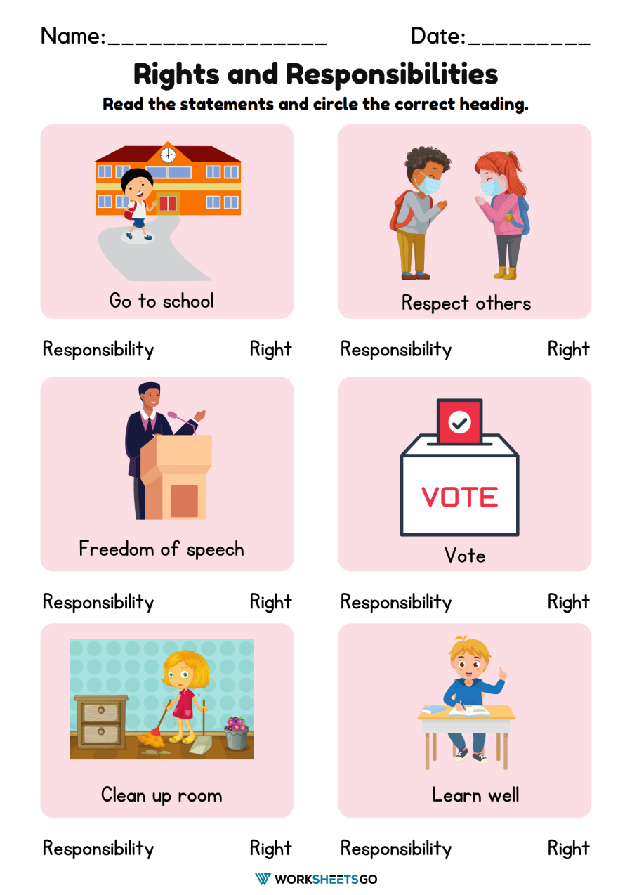 Rights And Responsibilities Worksheets WorksheetsGO