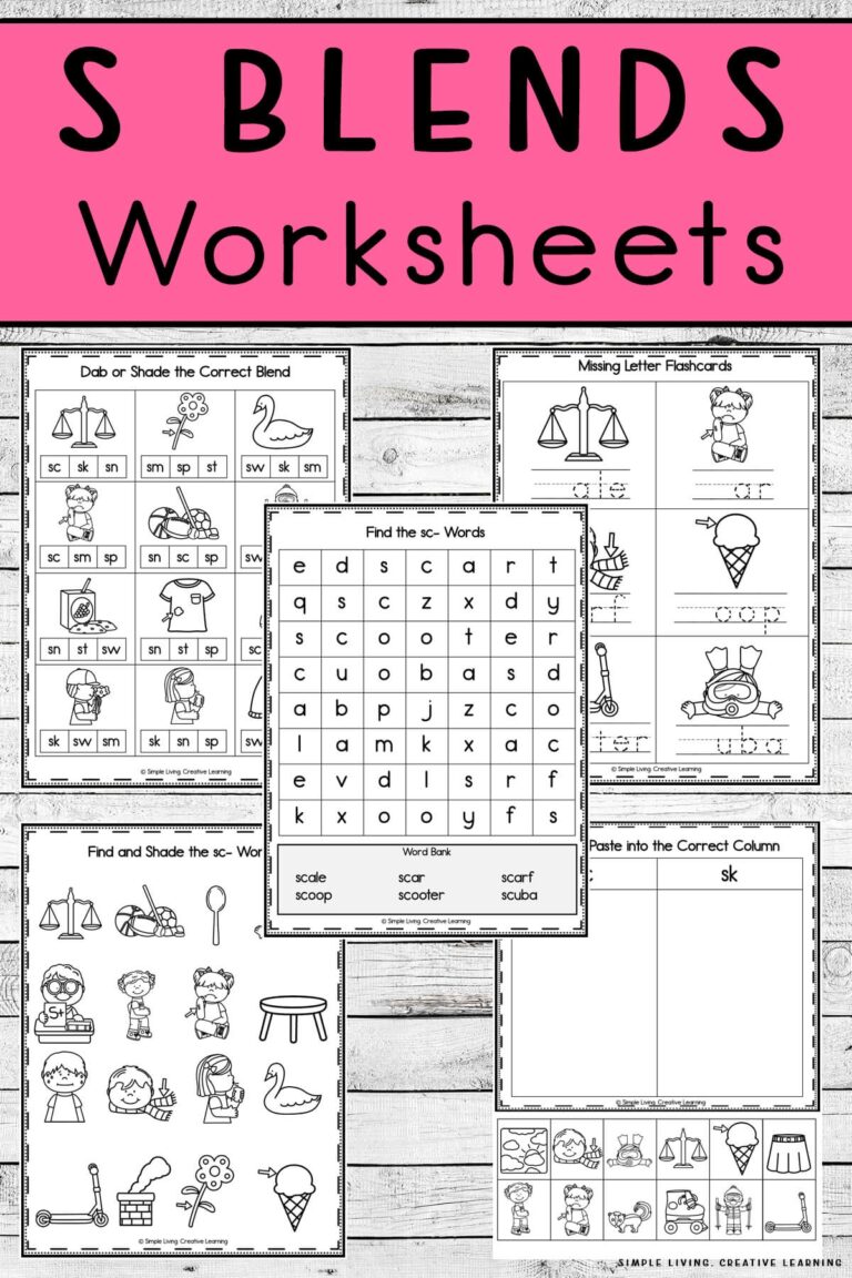 S Blends Worksheets Simple Living Creative Learning