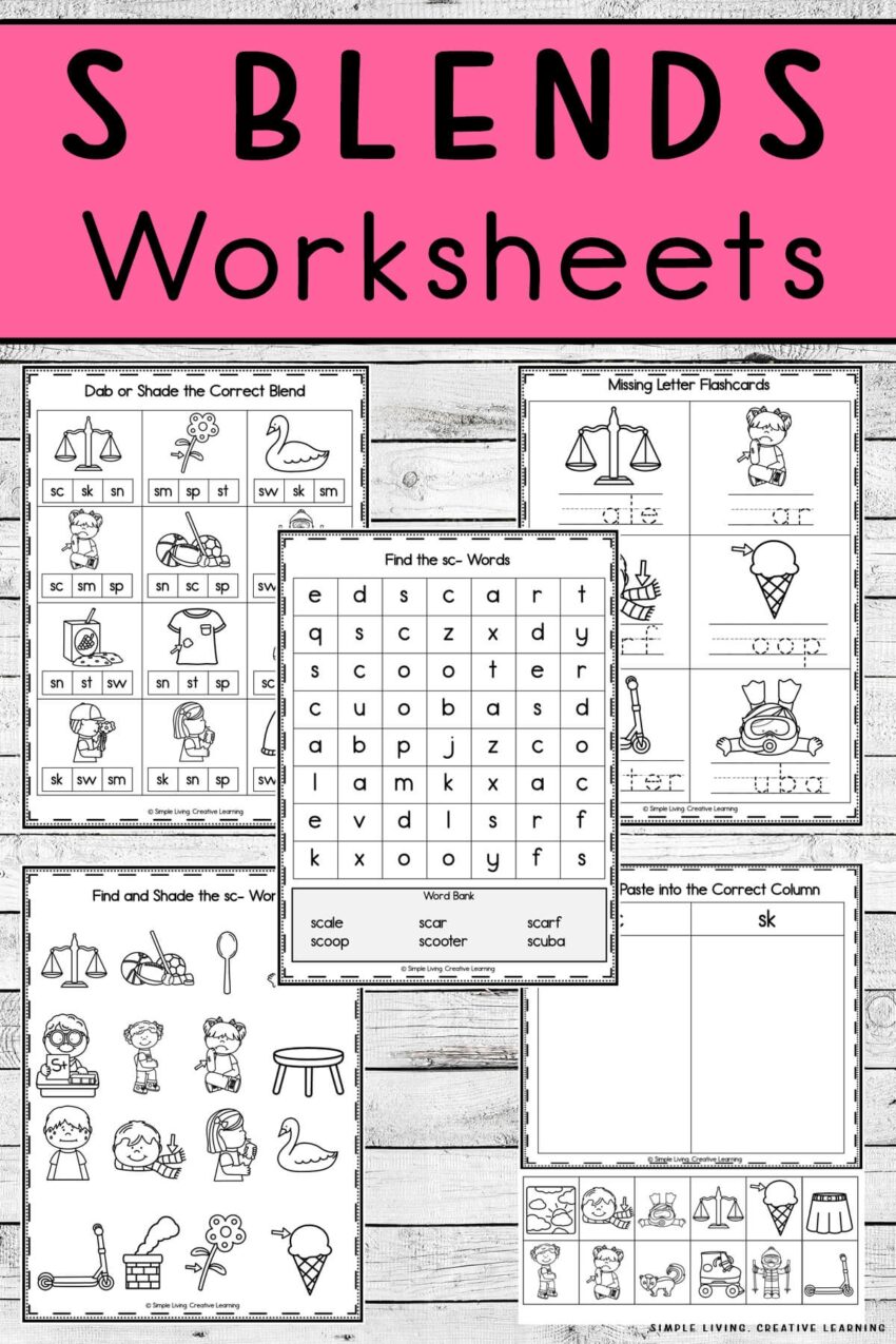S Blends Worksheets Simple Living Creative Learning