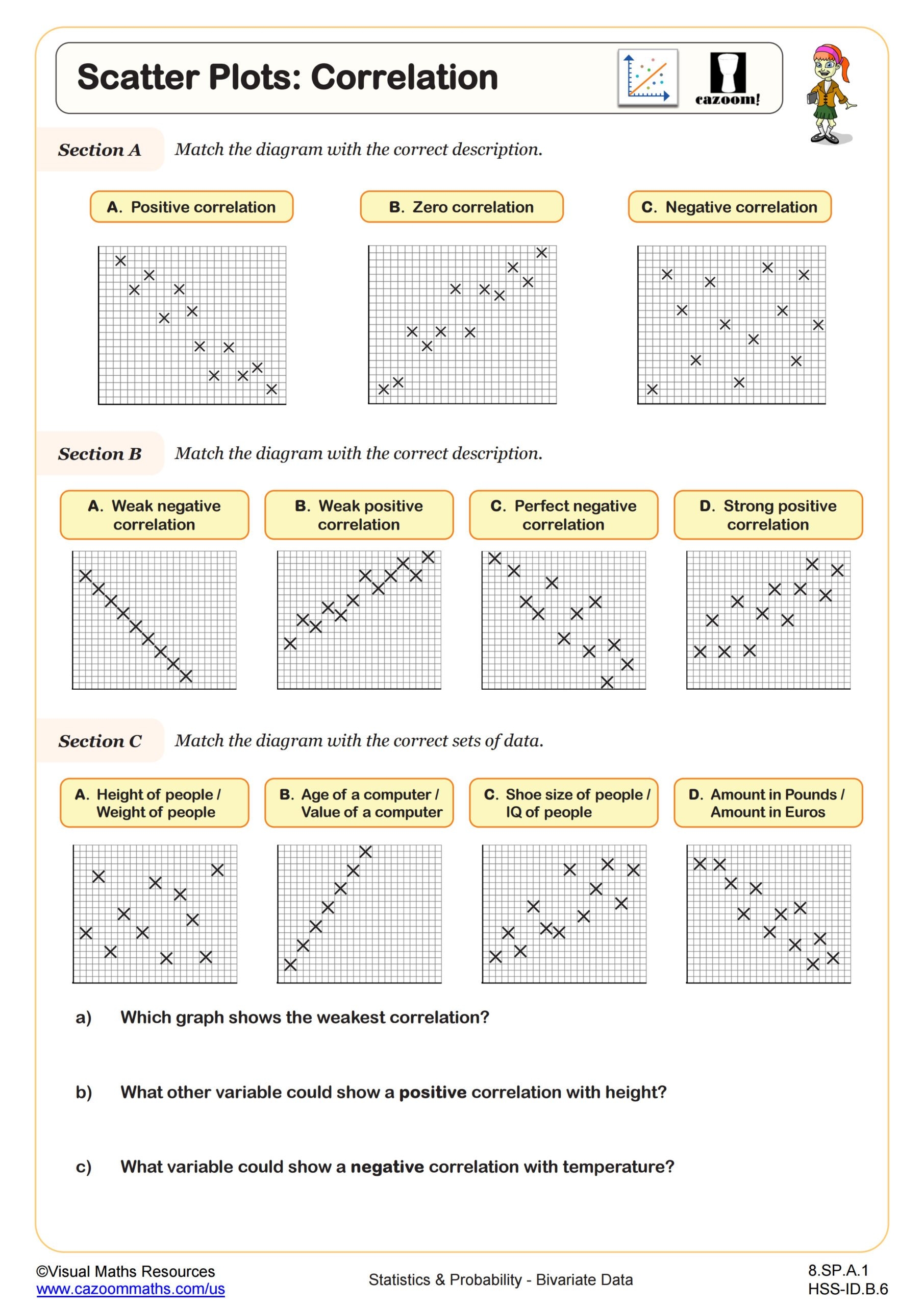 Scatter Plots Correlation Worksheet PDF Printable Statistics Scatter Plots Correlation Worksheet PDF Printable Statistics