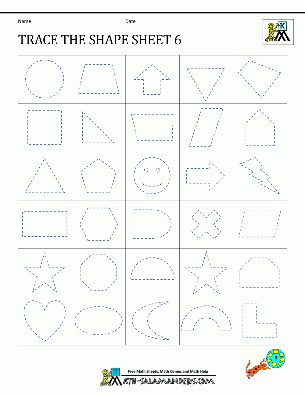 Free Kindergarten Tracing Worksheets