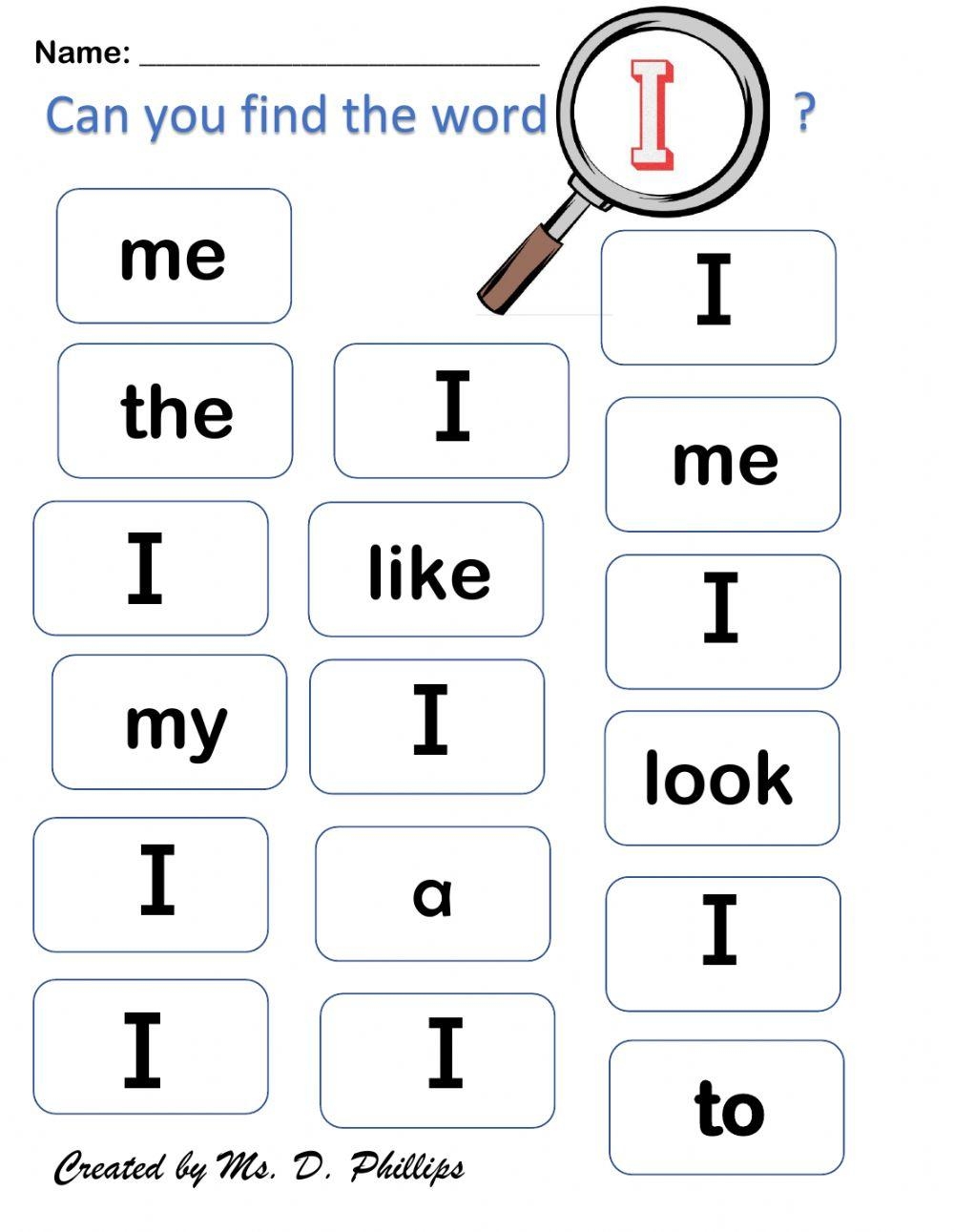 Sight Word I Worksheet Live Worksheets Worksheets Library