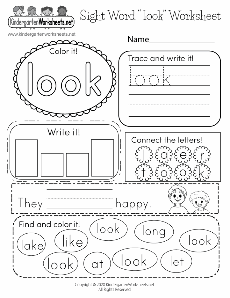 Sight Word look Worksheet Free Printable Digital U0026 PDF