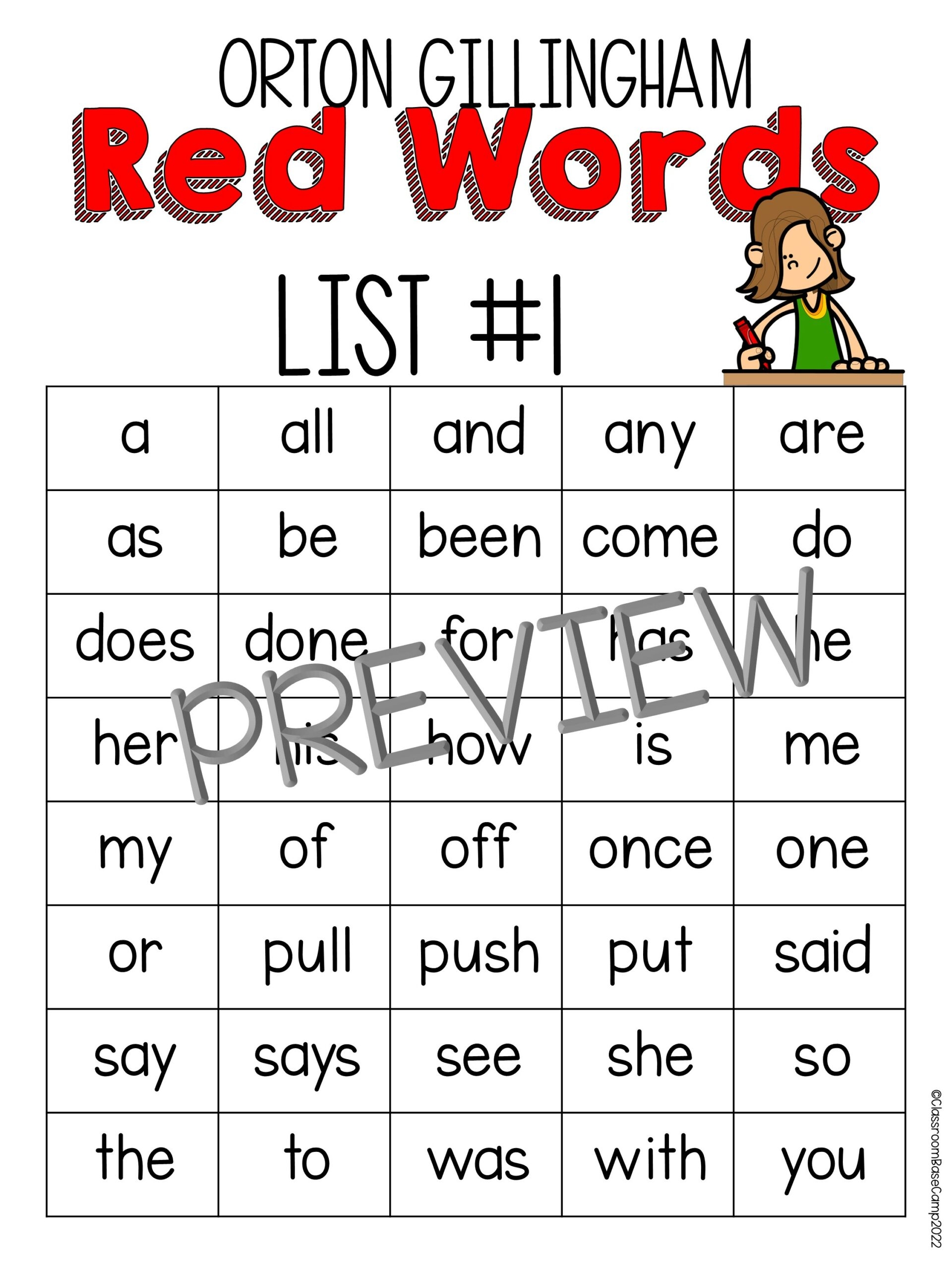 Sight Words List 1 Orton Gillingham Sight Words Made By Teachers