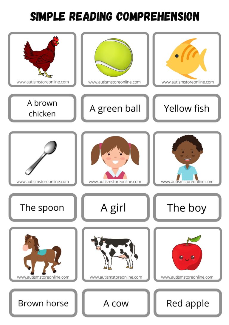 Simple Reading Comprehension With Pictures Reading Autism 